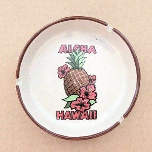 Vintage Aloha Hawaii Painted Ceramic Ashtray Retro Souvenir 5 Inches Souvenir